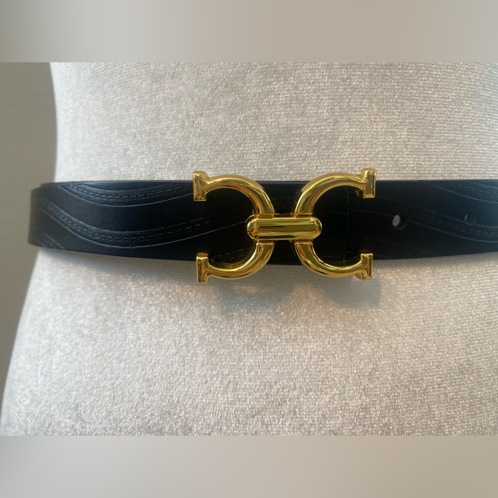 Reversible Black Belt Gold Buckle - Picture 10 of 14